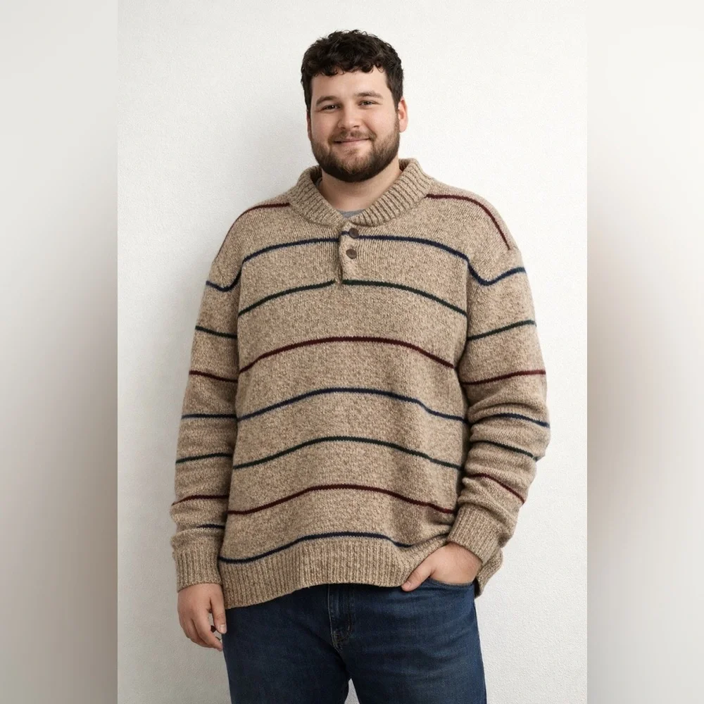 L.L.Bean Tan Classic Ragg Lambswool‎ Sweater Sz. XXL
